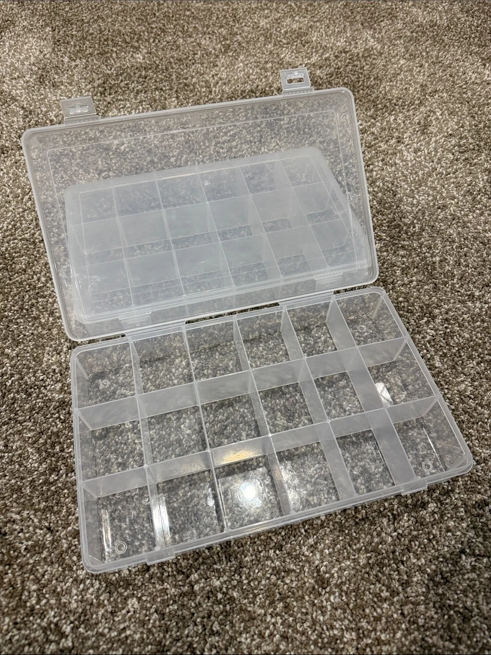 (2) Clear Plastic Compartment Storage Box - 18 Grid